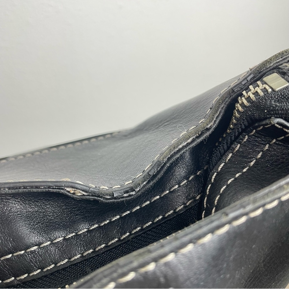 Coach Zoe Signature Jacquard Purse F14710 Shoulder Bag Logo Black Gray - Picture 12 of 14